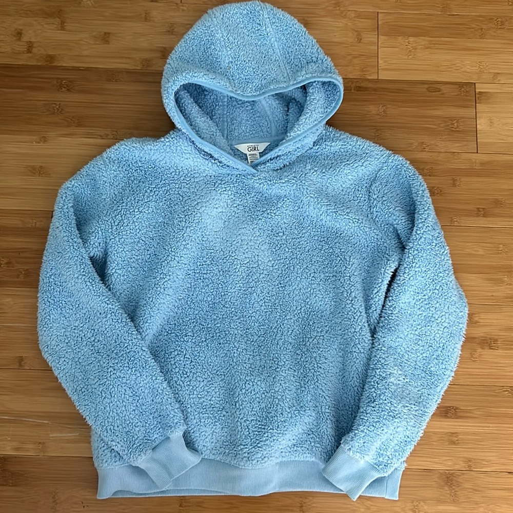 Athleta Girls Cozy Fleece Hoodie size XXL16- baby blue